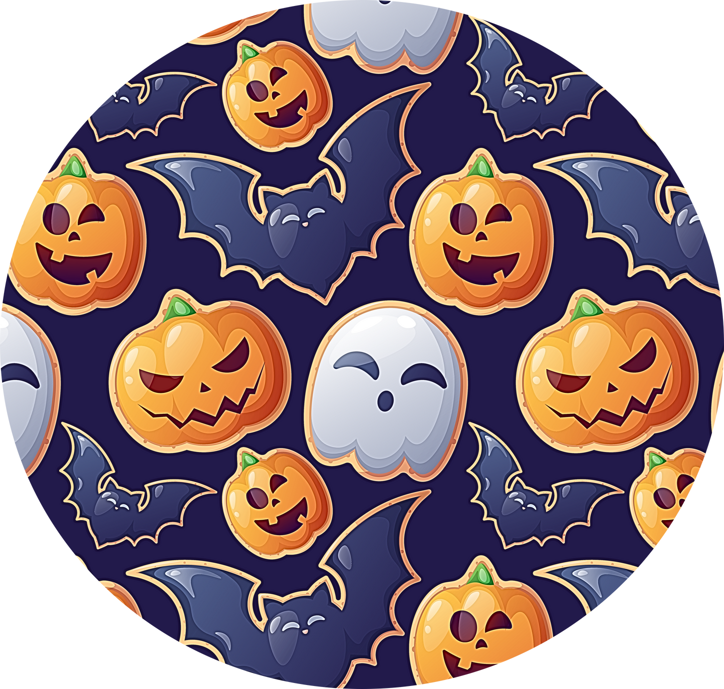 Ghosts bats and jack o lanterns