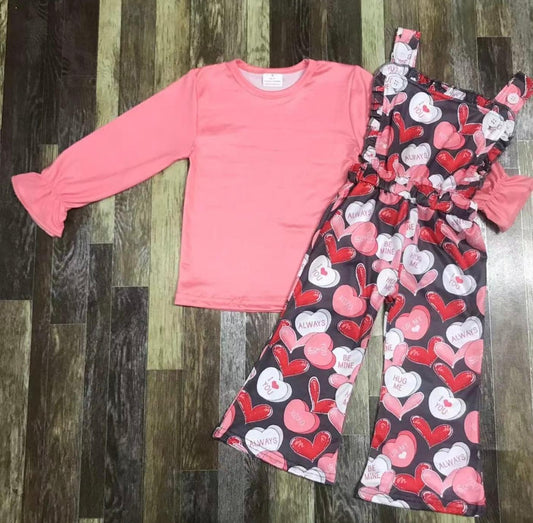 Valentines overalls set